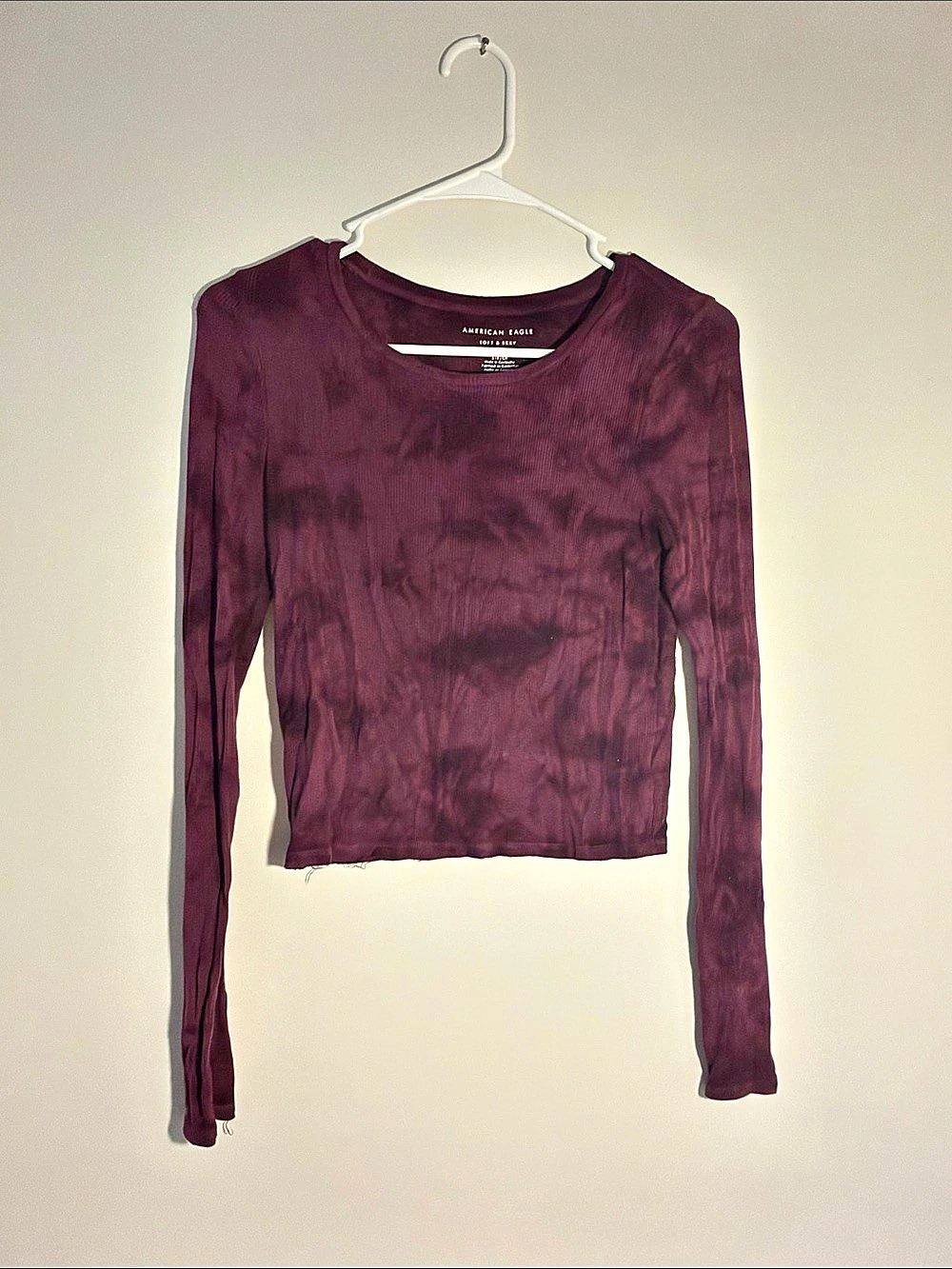 American Eagle Soft & Sexy Ribbed Long-Sleeve T-Shirt Long Sleeve Tie-Dye Top
